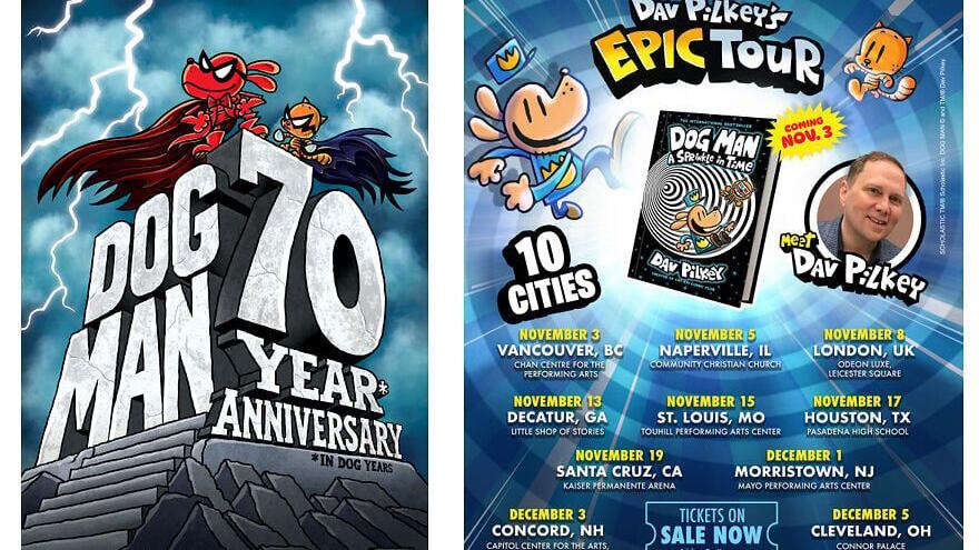 Scholastic celebrates a decade* (*70 in dog years!) of Dav Pilkey’s Dog Man, one of the bestselling graphic novel series of all time with events around the world including Dav Pilkey’s 10-city Epic Tour.