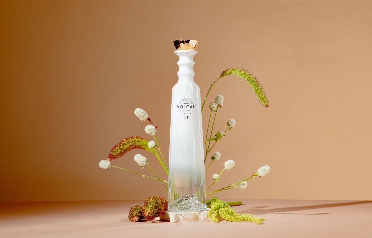white decorative bottle of Tequila