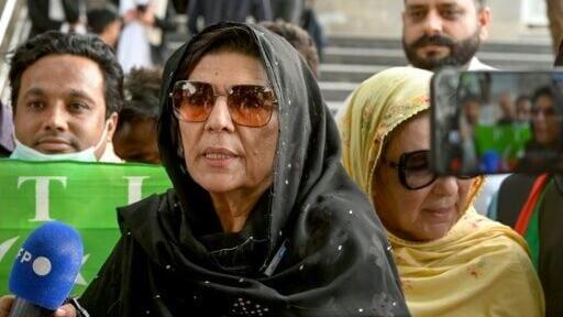 Aleema Khan, sister of Pakistan's jailed former Prime Minister Imran Khan, pictured outside the Islamabad High Court in June 2024