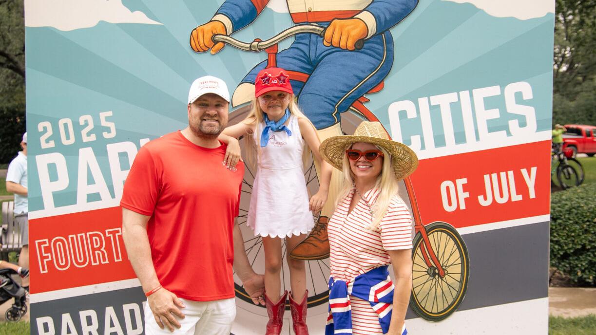 Damon Williamson and Megan Williamson at the annual Park Cities Parade.