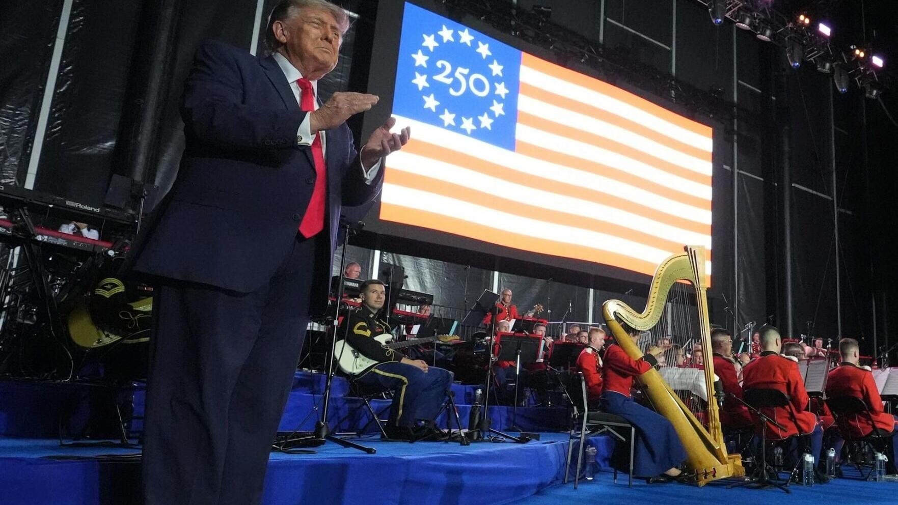 President Donald Trump arrives at the Great American State Fair Celebration on June 24, 2026, in Washington.