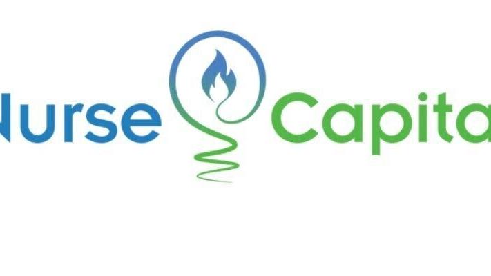 Logo for Nurse Capital. Nurse is blue, Capital is green. The words are split in the middle by an illustration suggesting a lightbulb encircling a flame. (PRNewsfoto/Nurse Capital)
