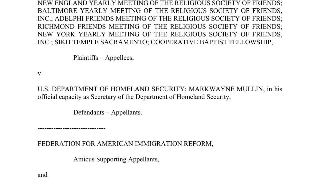 FNF - NC - Lawsuit 4th US Circuit Court of Appeals CBF v Homeland Security