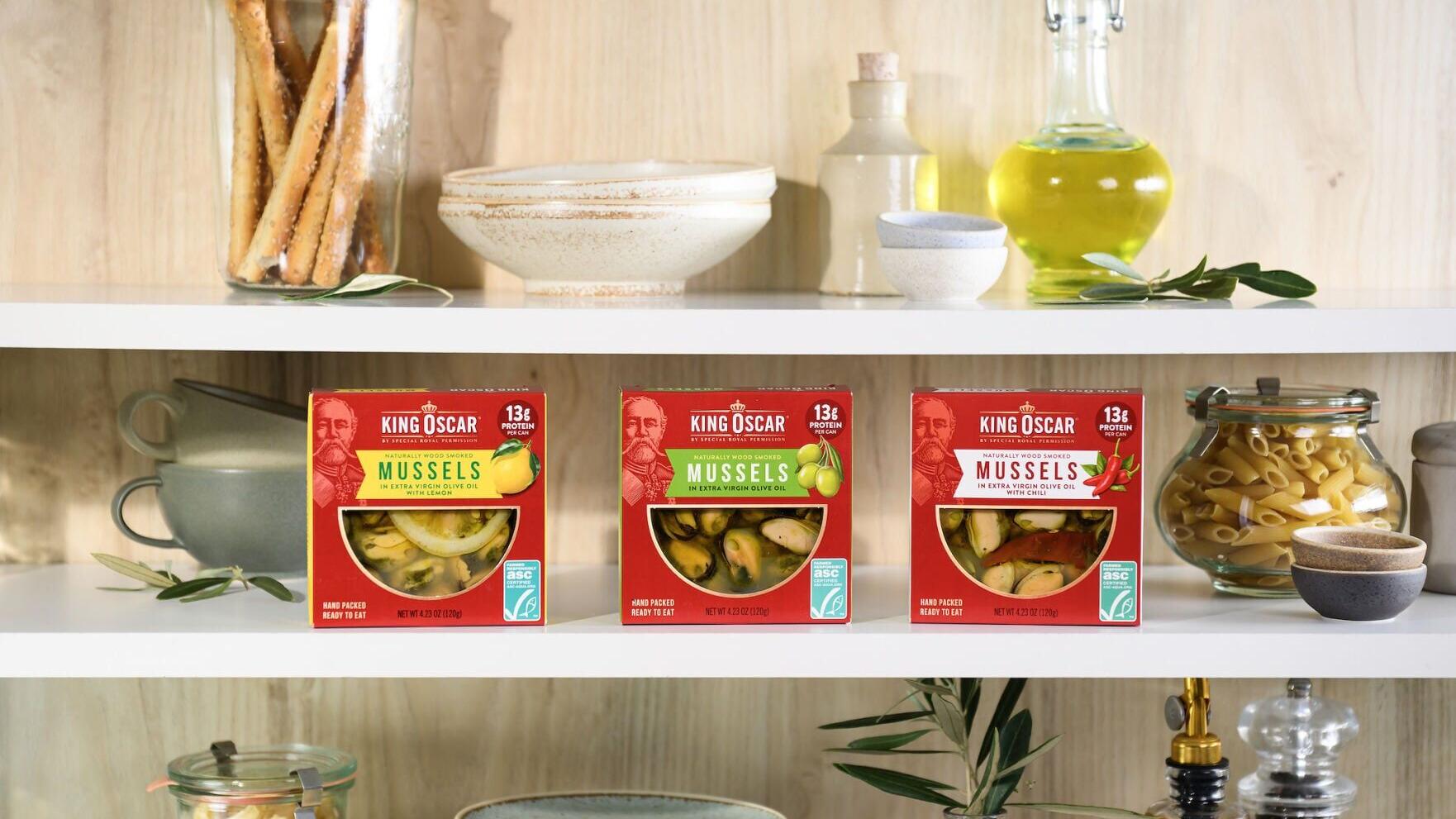 King Oscar debuts Premium Smoked Mussels in Extra Virgin Olive Oil, available in three flavors