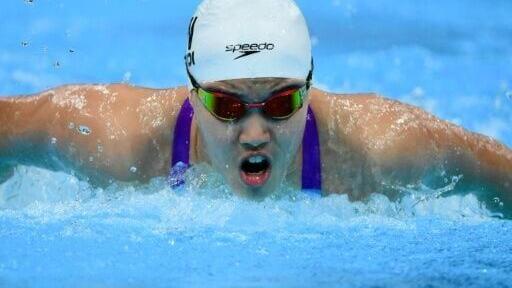 China's Yu Zidi competes in a heat of the women's 200m butterfly at the Tokyo Aquatics Centre