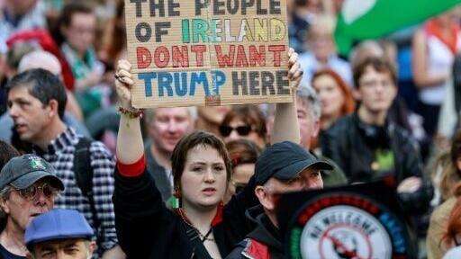 Demonstrators in Ireland protest Trump
