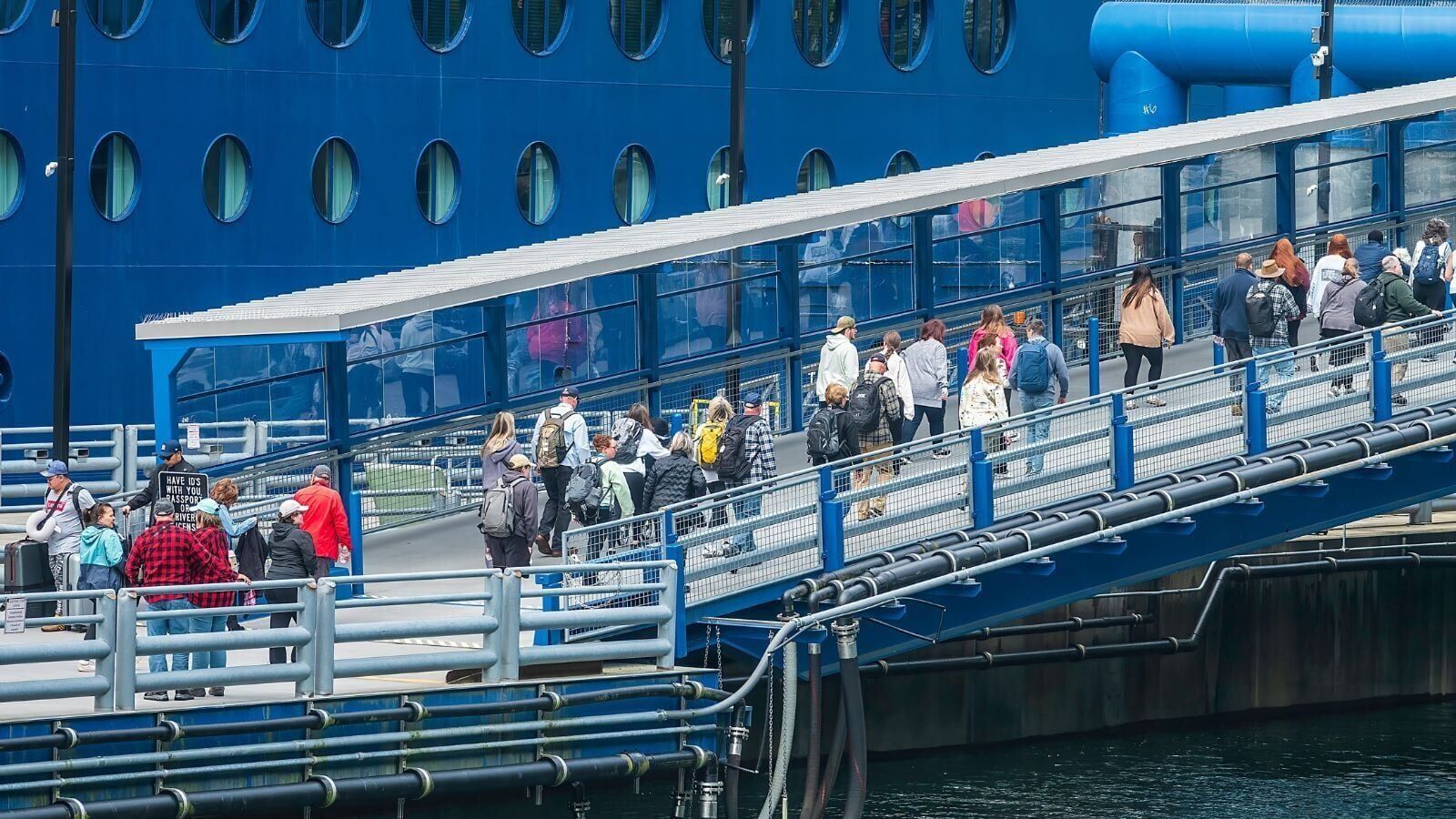 cruise passengers boarding ship - 1