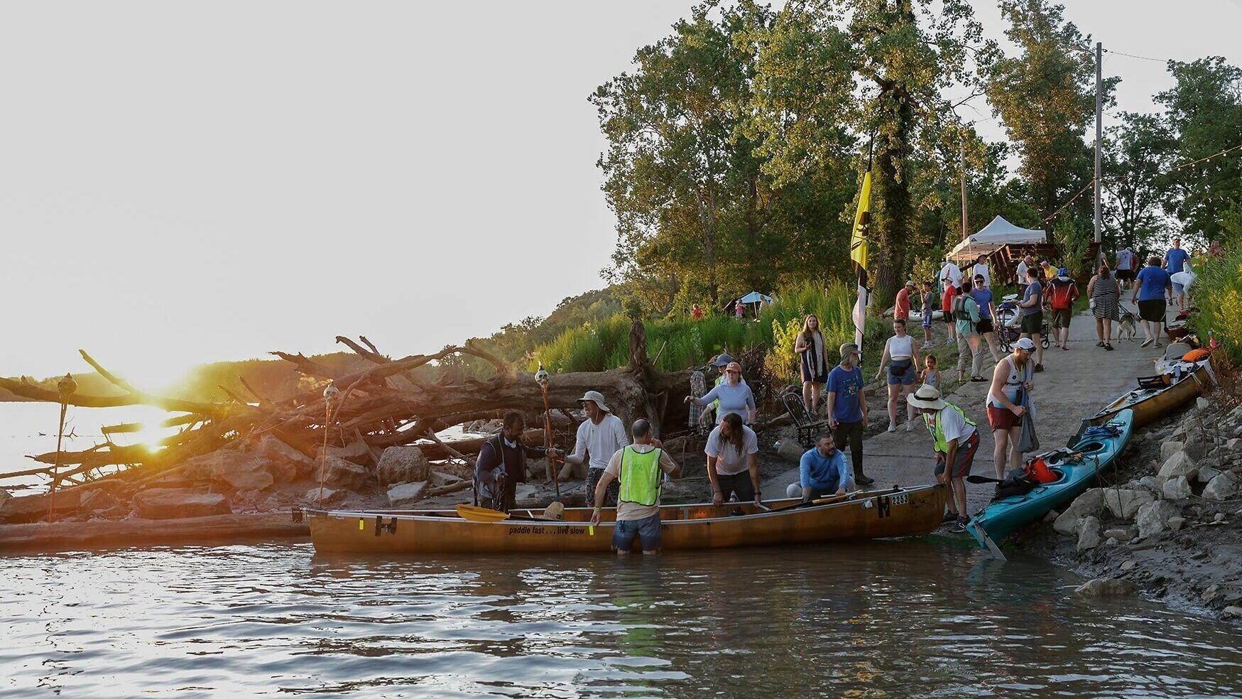 Paddlers stop at Cooper’s Landing during the MR340 River Race (copy)