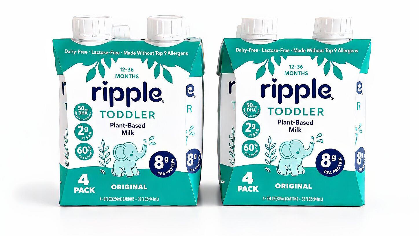 Ripple Toddler Plant-Based Milk is available in Original and Unsweetened Original 4-packs, exclusively at Walmart.