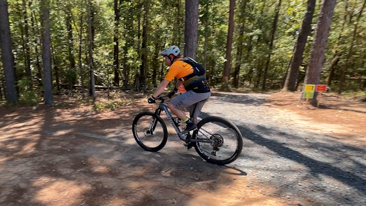 Seeking shade at 1North Adventure Trails near Blanchard