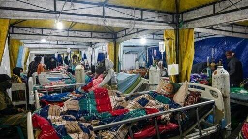 The hospital now also has to deal with an influx of people injured in the quake