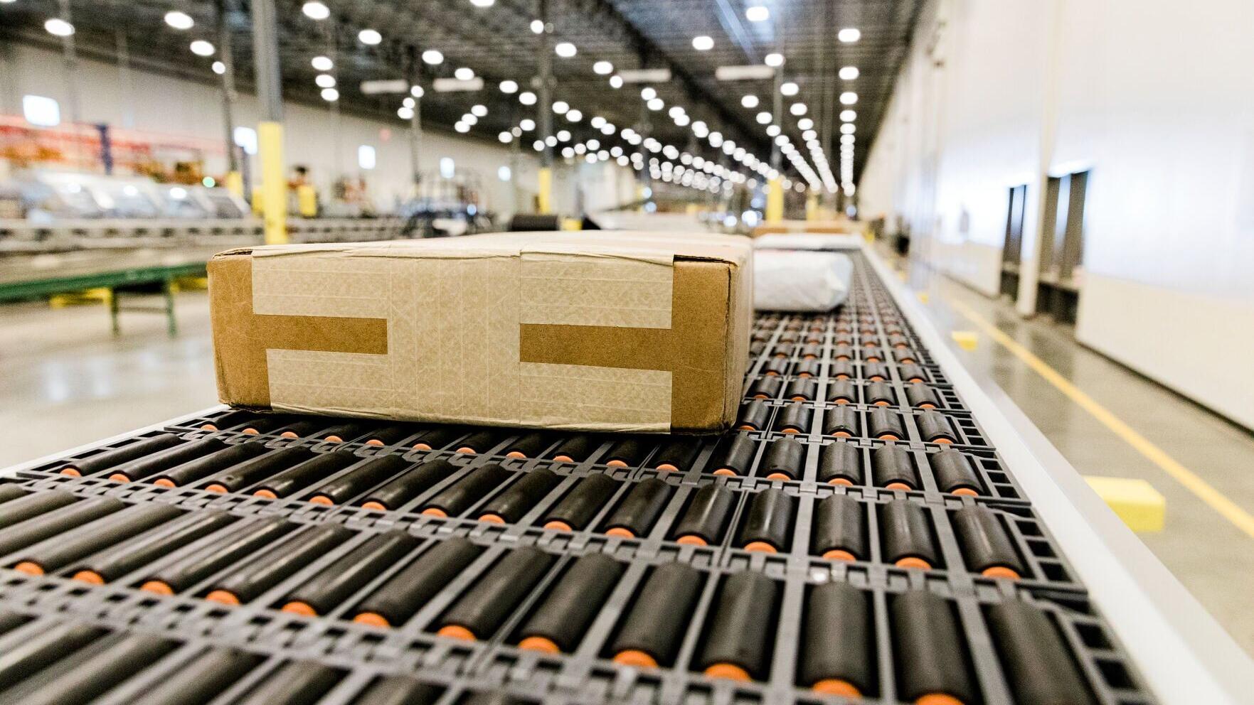 A package moving on Intralox equipment