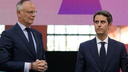 French politicians Gabriel Attal (R) and Edouarde Philippe were both targeted