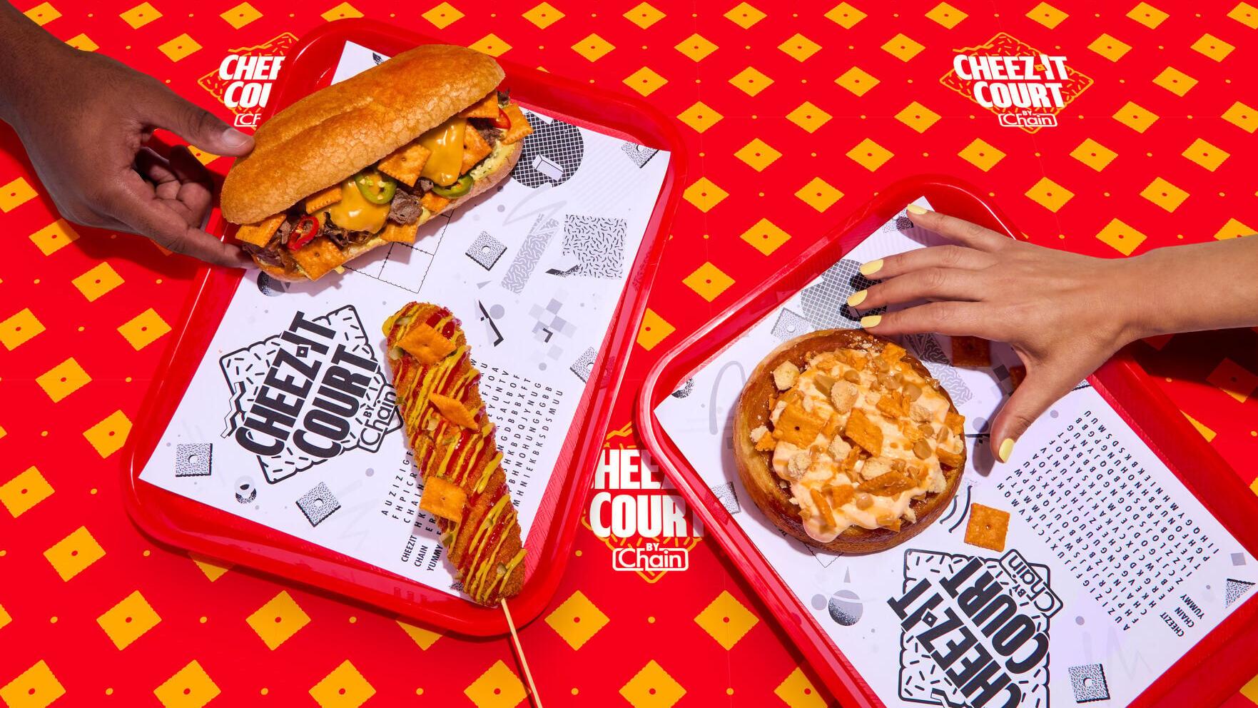 The limited-edition Cheez-It Court menu features three reimagined, Cheez-It-infused twists on classic mall favorites, including the Cheez-Y-Bun, Crunchy Cheez-Dog and Cheez-Steak.