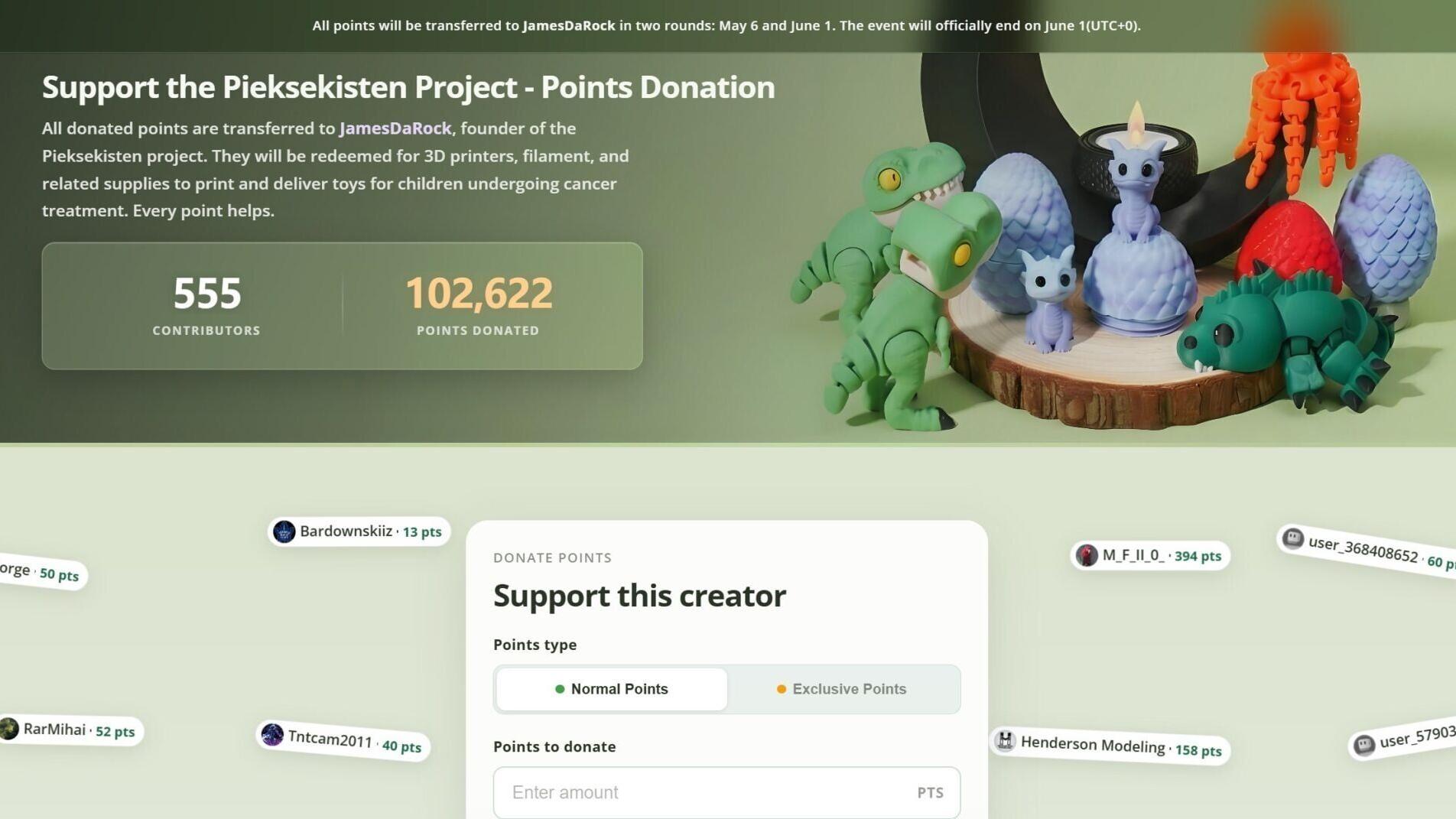 Points Donation on MakerWorld