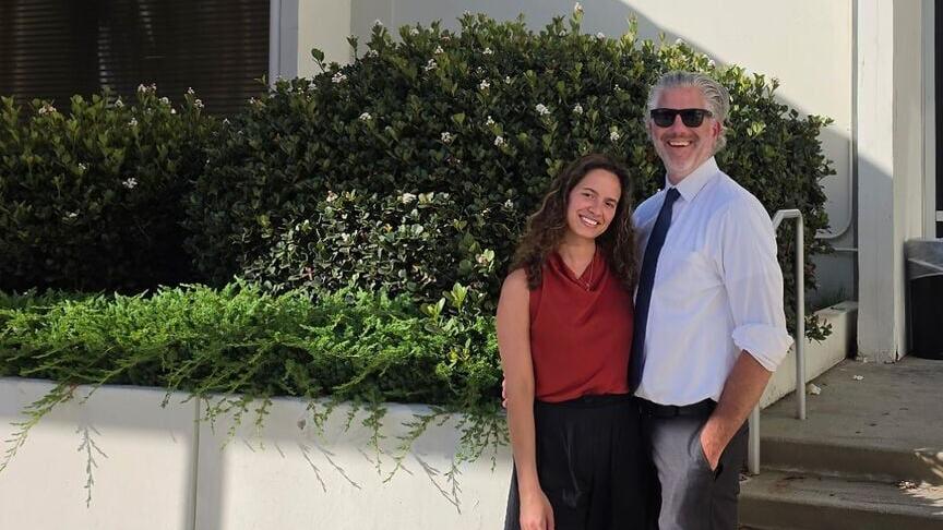 James Nevin, Partner and Liliana Carbone, Associate of Brayton Purcell LLP at the Santa Monica, CA courthouse after a jury verdict in favor of client Evelin Liseth Gonzalez Rodriguez and family, as successor-in- interest of Wilmer Rubin Martinez Paredes