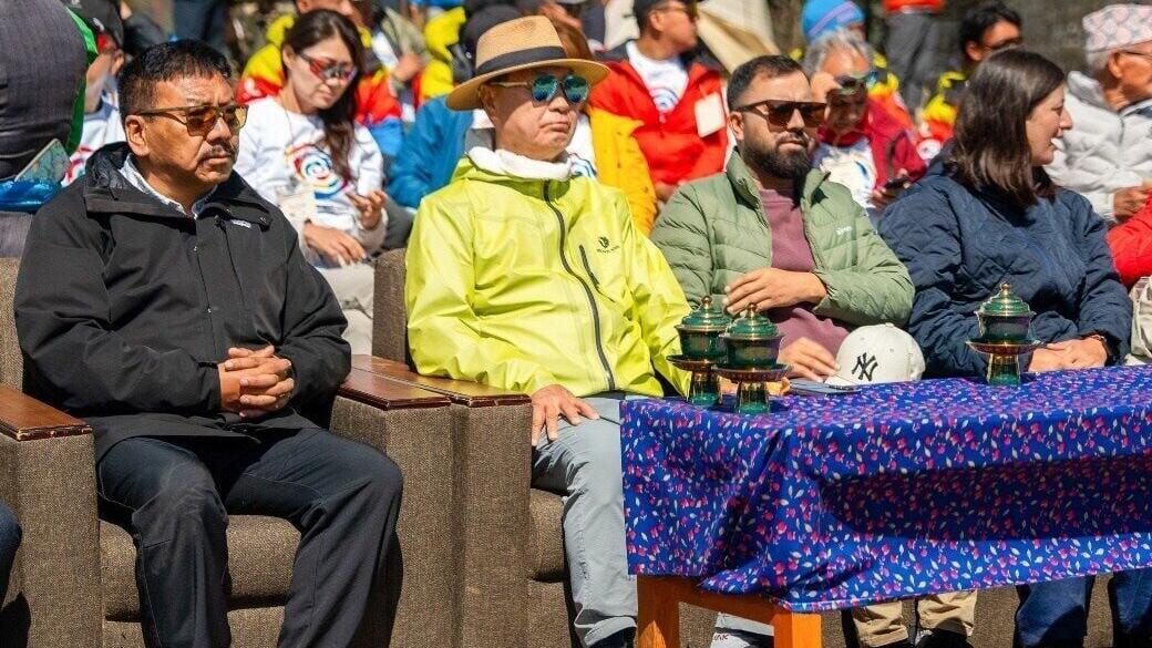 Chairman Kang Tae Sun of BYN BLACKYAK Group (second from left) and other distinguished guests attend the “Himalayan Climate Charter 2026: Namche Summit.”