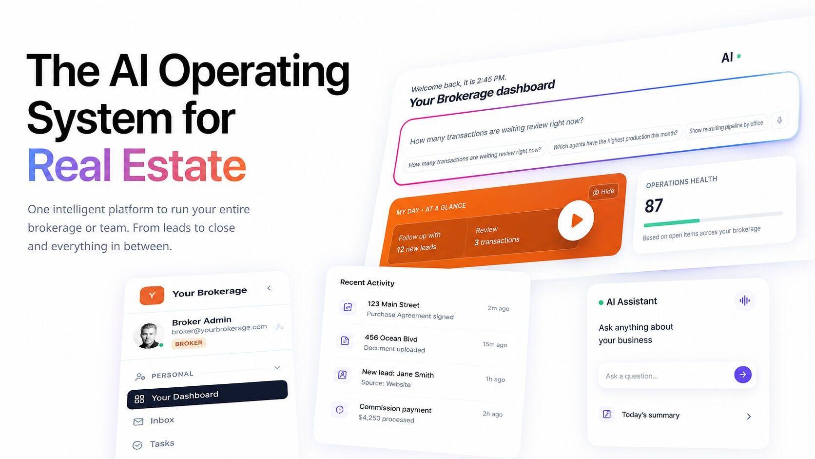 Brokurz is building the AI Operating System for Real Estate, unifying brokerage operations, data, automation, and intelligence in one connected platform designed for modern real estate businesses.
