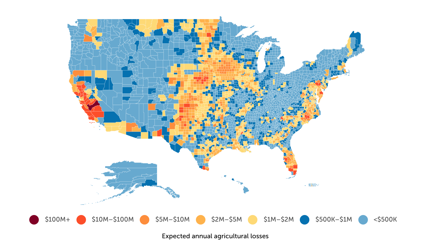 Expected Annual Agricultural Losses by County