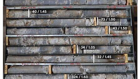 Figure 2: Drill Core Tray Photo Highlighting Silver Mineralization in the Transition Zone Within a Core Section from Hole APC-182