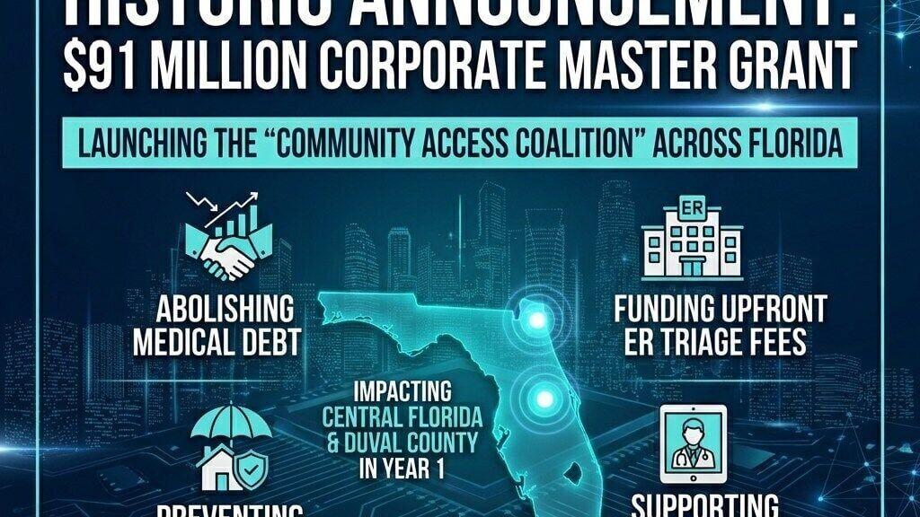 The CareBridge Group announces a historic $91 Million Corporate Master Grant to launch the 'Community Access Coalition' across Florida. The Year 1 deployment directly targets medical debt abolishment, upfront ER triage fees, and municipal telehealth sup...