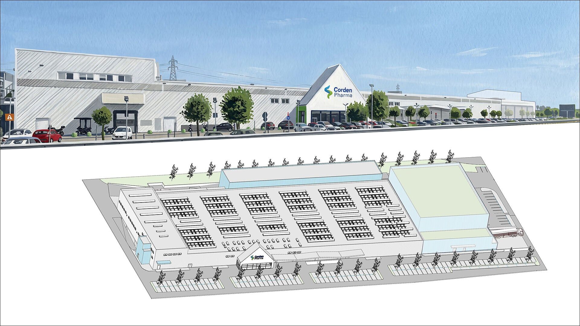 (CordenPharma Image) A graphic illustration of CordenPharma’s new 11,000 m² sterile manufacturing facility in Caponago, Italy, increasing the site footprint by greater than 50%.