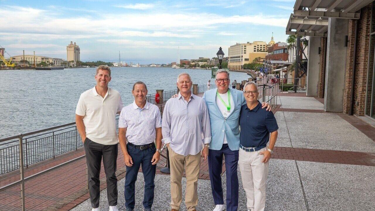 The winning golf team at the OPEI Annual meeting with Kris Kiser, President and CEO of OPEI (center). Left to right, Stephen Ariens, Chief Revenue Officer, Ariens Company; Harold Redman, President &amp; CEO, Echo Incorporated; Kris Kiser; Dan Ariens, Chairm...