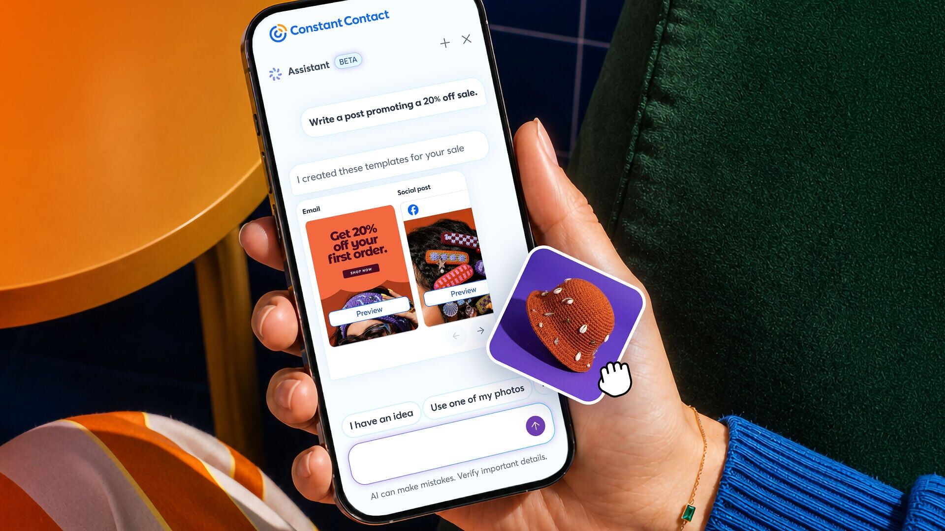 By simplifying the experience through AI, small business owners can use Constant Contact to run their marketing campaigns everywhere automatically and get clear results and next-step suggestions.