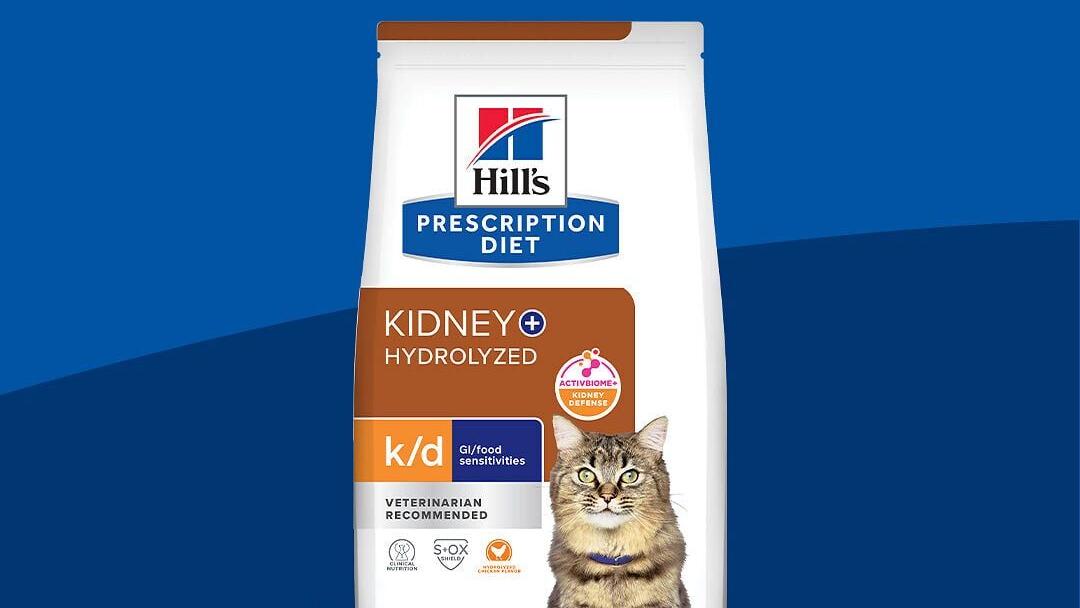 Hill's Prescription Diet k/d + z/d Hydrolyzed Chicken is now available via veterinarian recommendation, and features ActivBiome+ Kidney Defense.