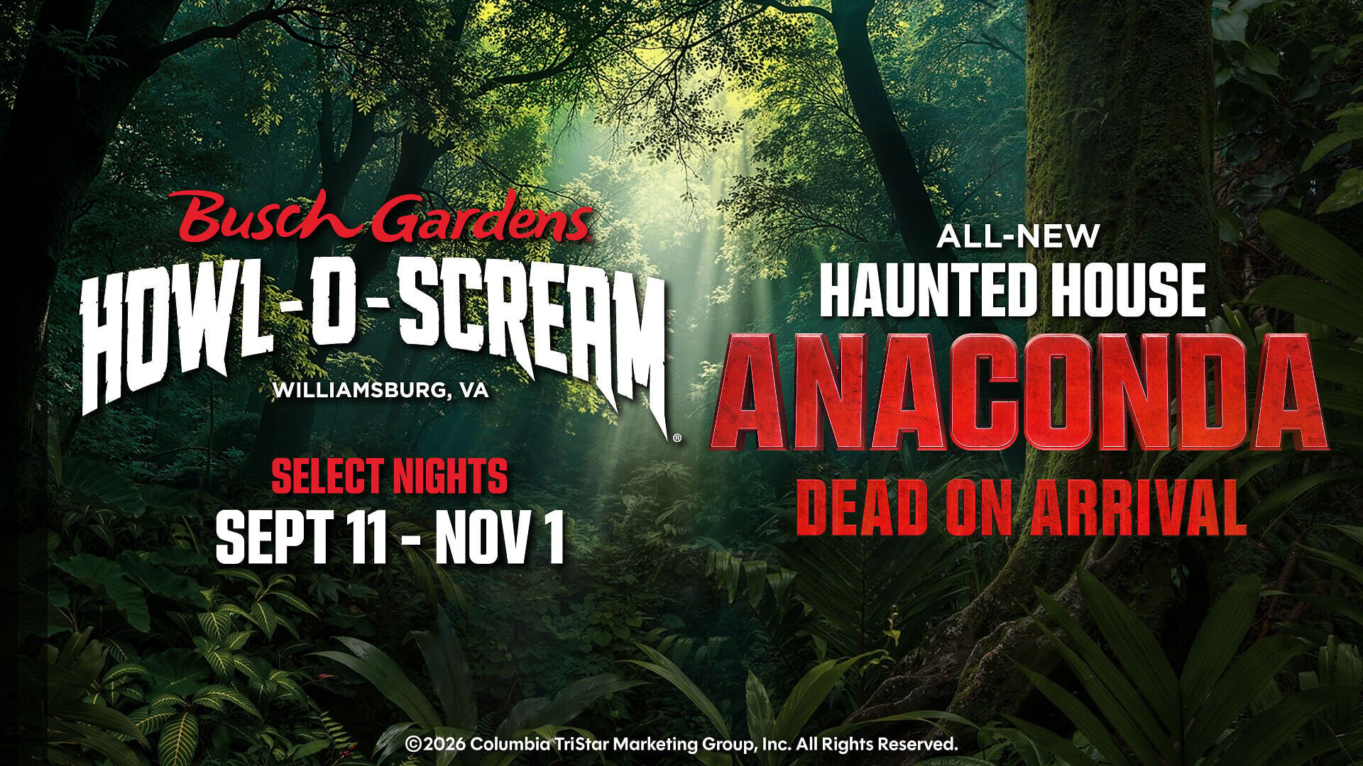 At Busch Gardens Williamsburg, visitors will encounter Anaconda: Dead on Arrival, starting Sept. 11.
