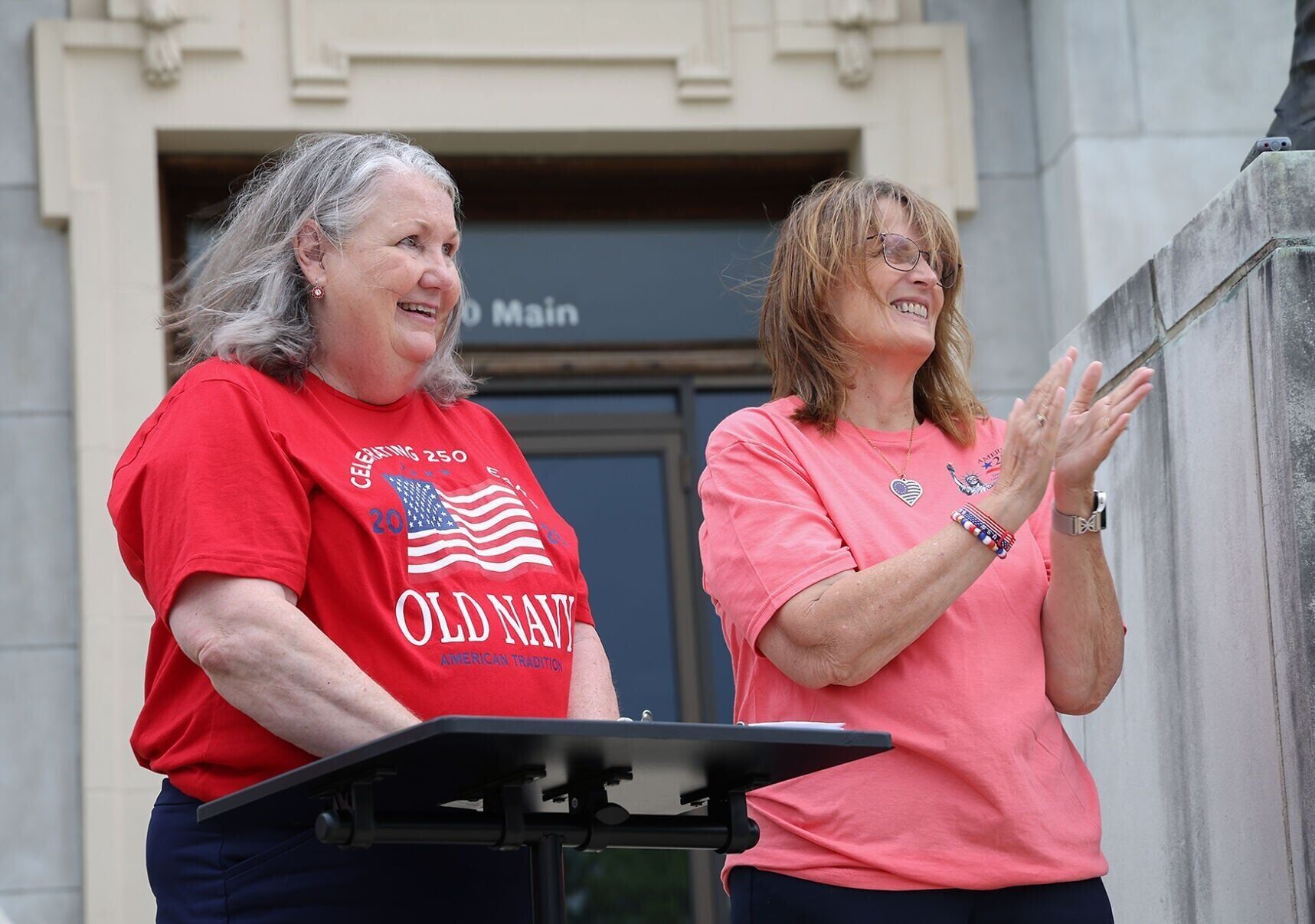 MSSDAR State Historian Ann Polsgrove, left, and State Regent Lisa Parks