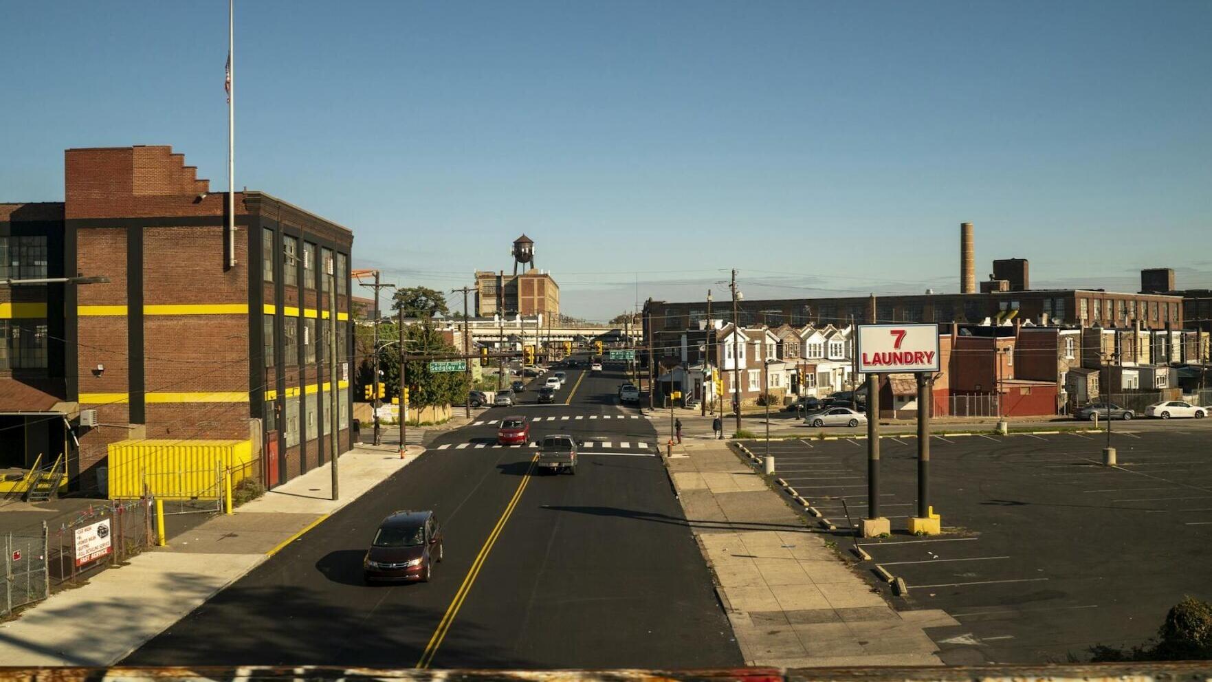 A view from a bridge overlooking the Harrowgate neighborhood of North Philadelphia.