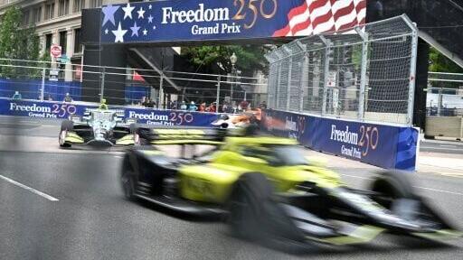 IndyCars roared across the city streets of Washington in the shadow of iconic US capital landmarks during practice for the Freedom 250 Grand Prix