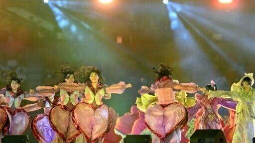 Artists perform during the opening ceremony of the 2026 Asian Games at Paloma Mizuho Stadium in Nagoya