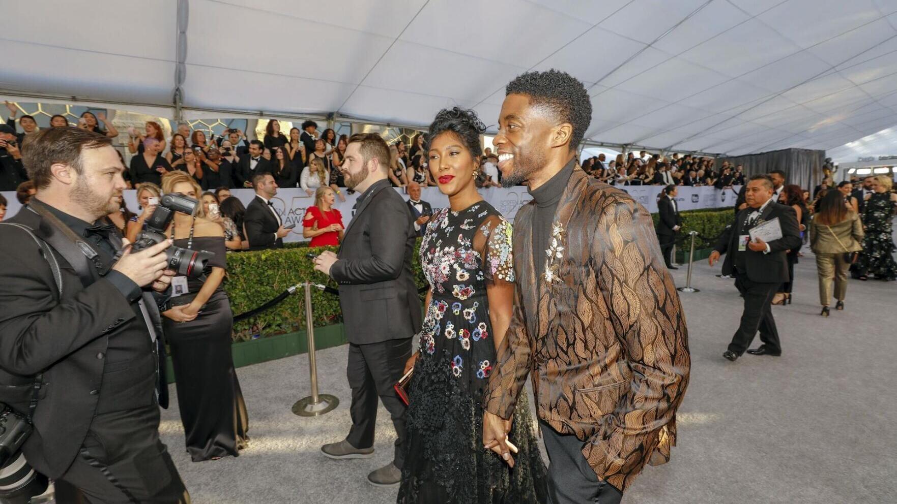 Taylor Simone Ledward accompanies Chadwick Boseman to the 25th Screen Actors Guild Awards in 2019.