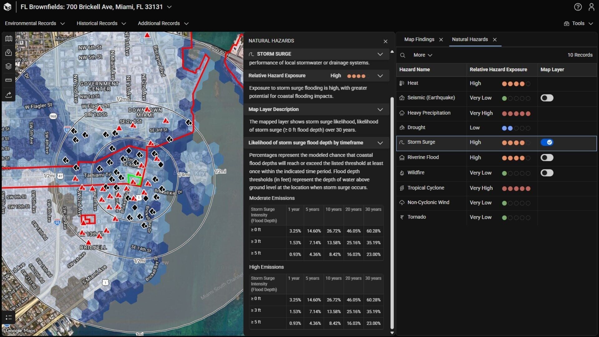 Natural Hazard Data in LightBox Live - Product Screenshot, Storm Surge