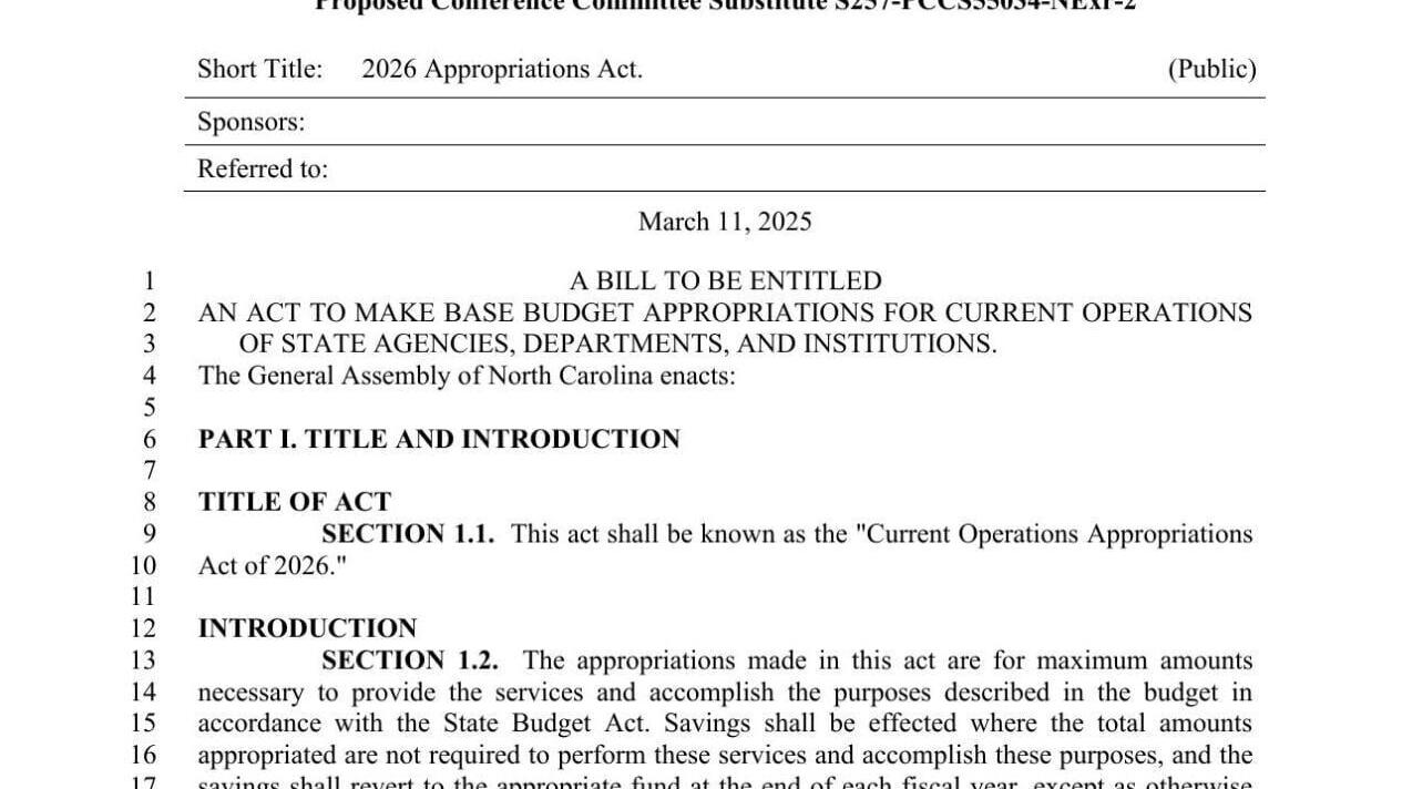 FNF - NC - 2025 Appropriations Act Senate Bill 257