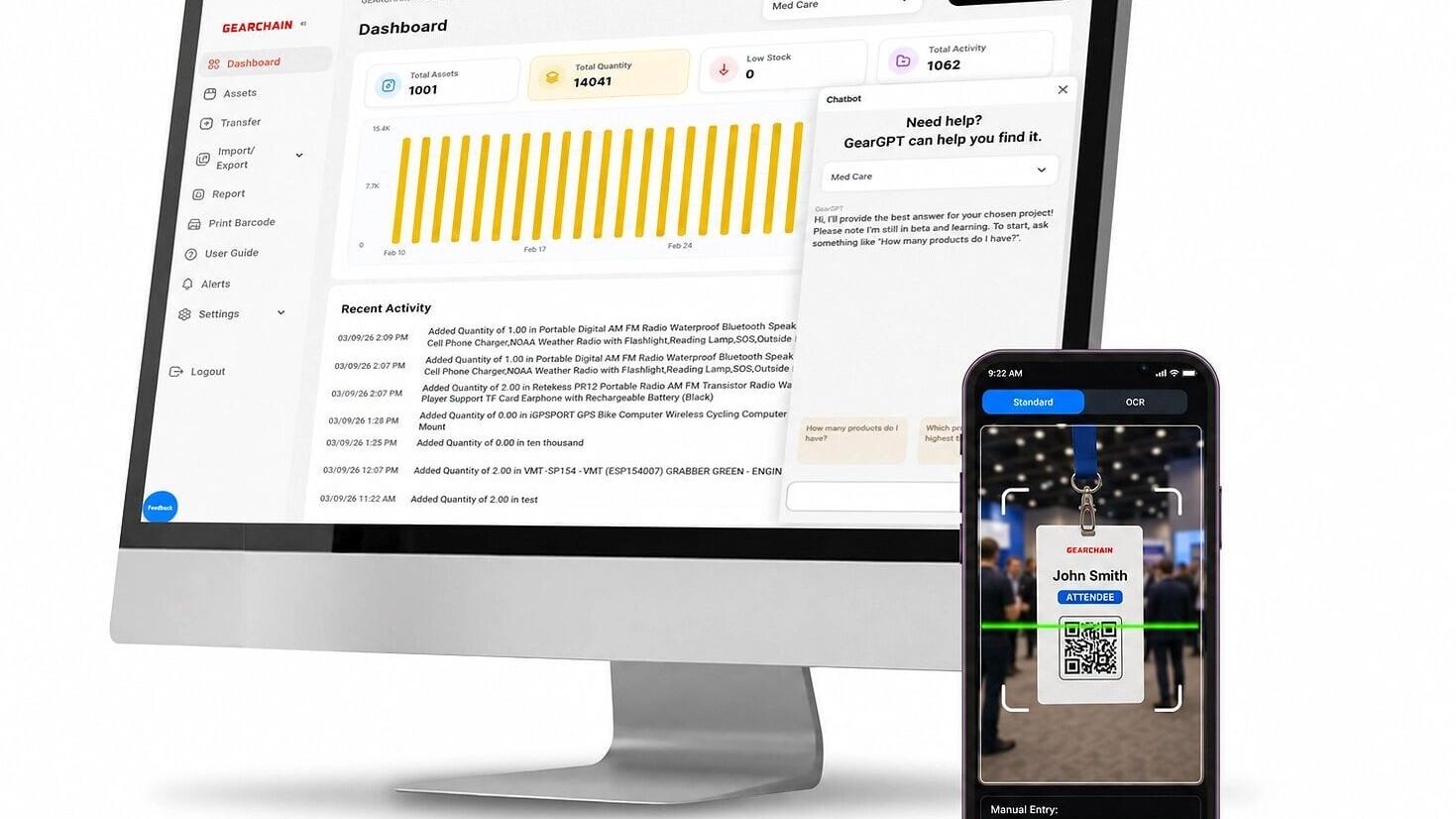GearChain Event Attendance Tracking App Screen