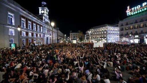 Demonstrators installed tents in central Madrid after the mass protest