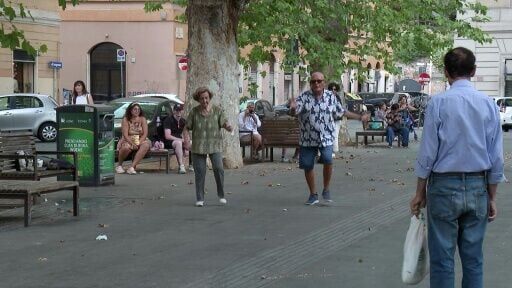 Italian dance partners Pasquale Iannotta (2R) and Elisa Fava (C) say they never thought they could go viral
