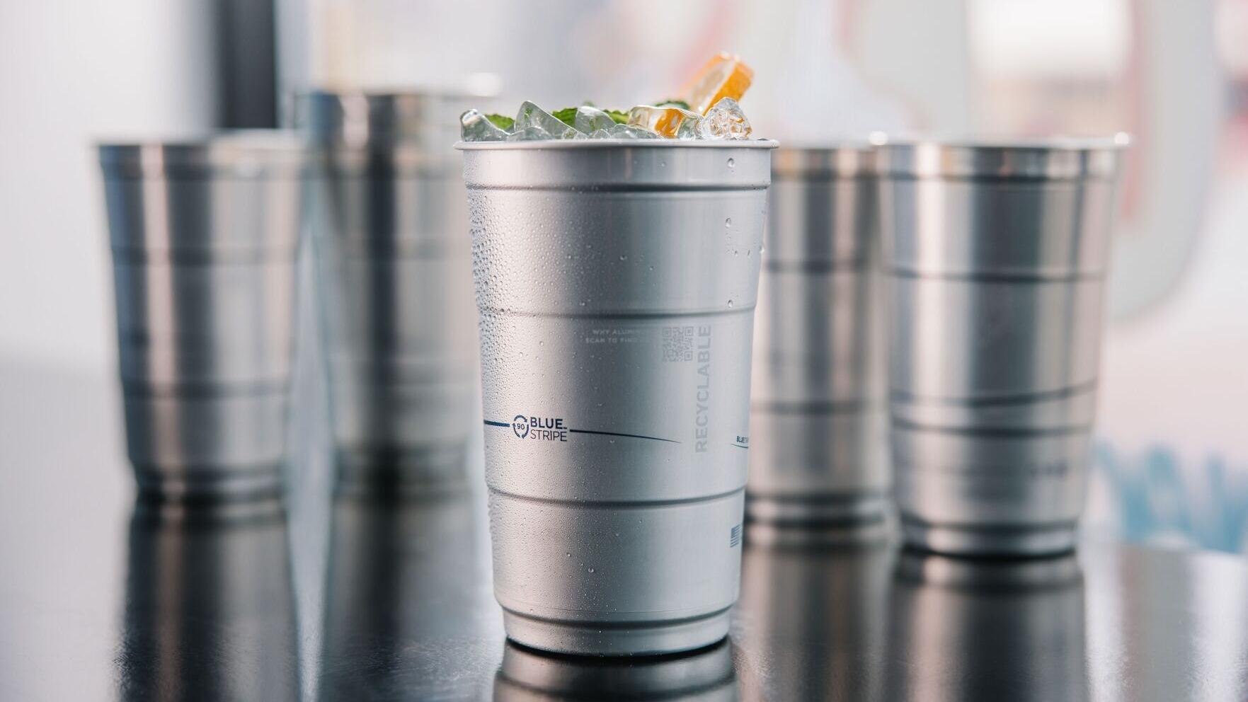 Eco-Products is launching new BlueStripe™ aluminum cold cups available in a variety of sizes.