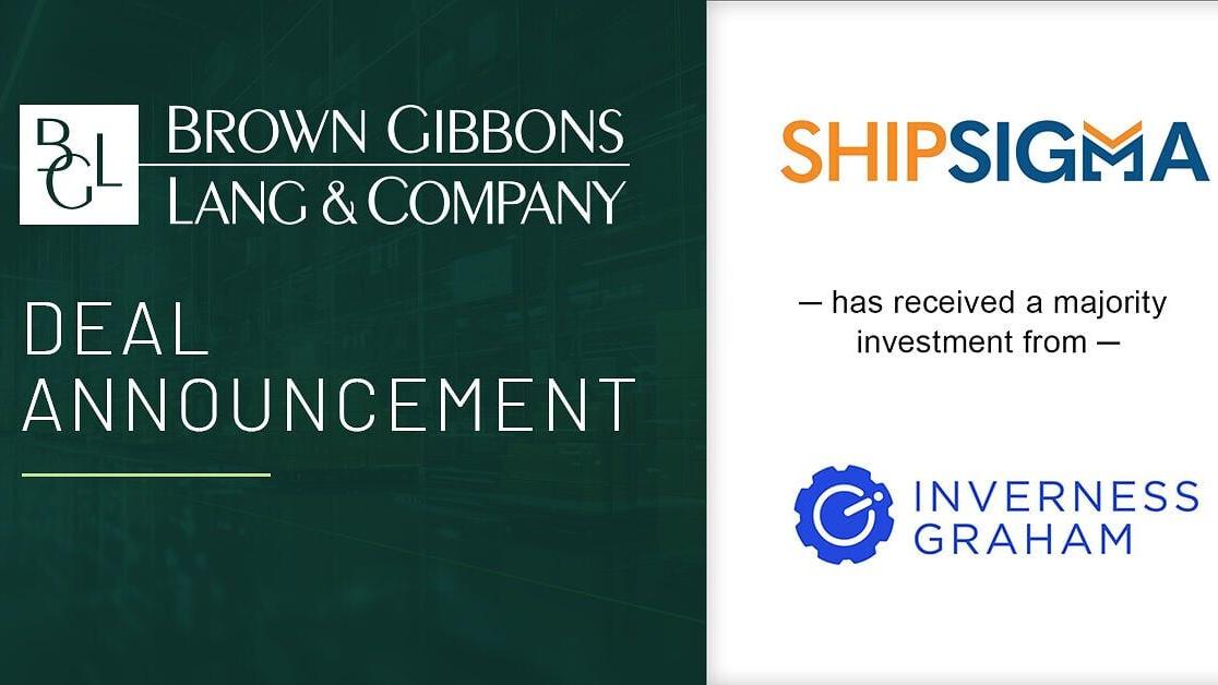 Brown Gibbons Lang &amp; Company (BGL), a leading independent investment bank and financial advisory firm, is pleased to announce ShipSigma, an AI-powered parcel solutions platform that uses proprietary data and advanced analytics to help businesses lower s...