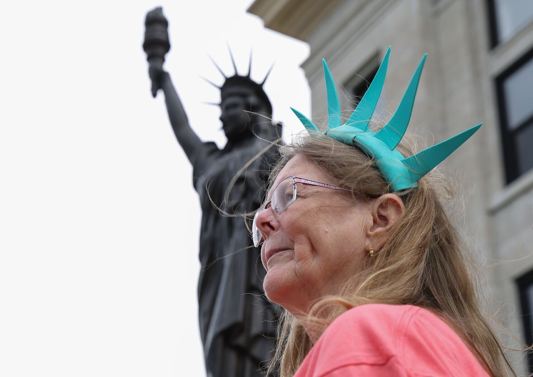 MSSDAR State Officer Tina Sellner stands in front of the liberty sister