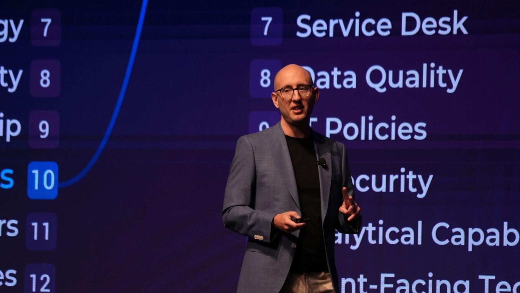 Geoff Nielson, SVP of Brand, Reach &amp; Influence at Info-Tech Research Group, presented the Become an Exponential CIO keynote at Info-Tech LIVE 2026 in Las Vegas. (CNW Group/Info-Tech Research Group)