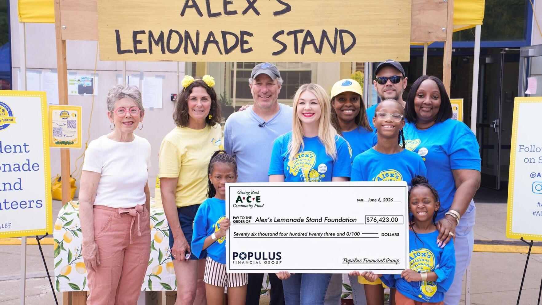 ACE Cash Express presents a $76,423 donation to Liz Scott &amp; Jay Scott, Co-Executive Directors of Alex’s Lemonade Stand Foundation, alongside Pennsylvania Representative Mary Jo Daley (D)