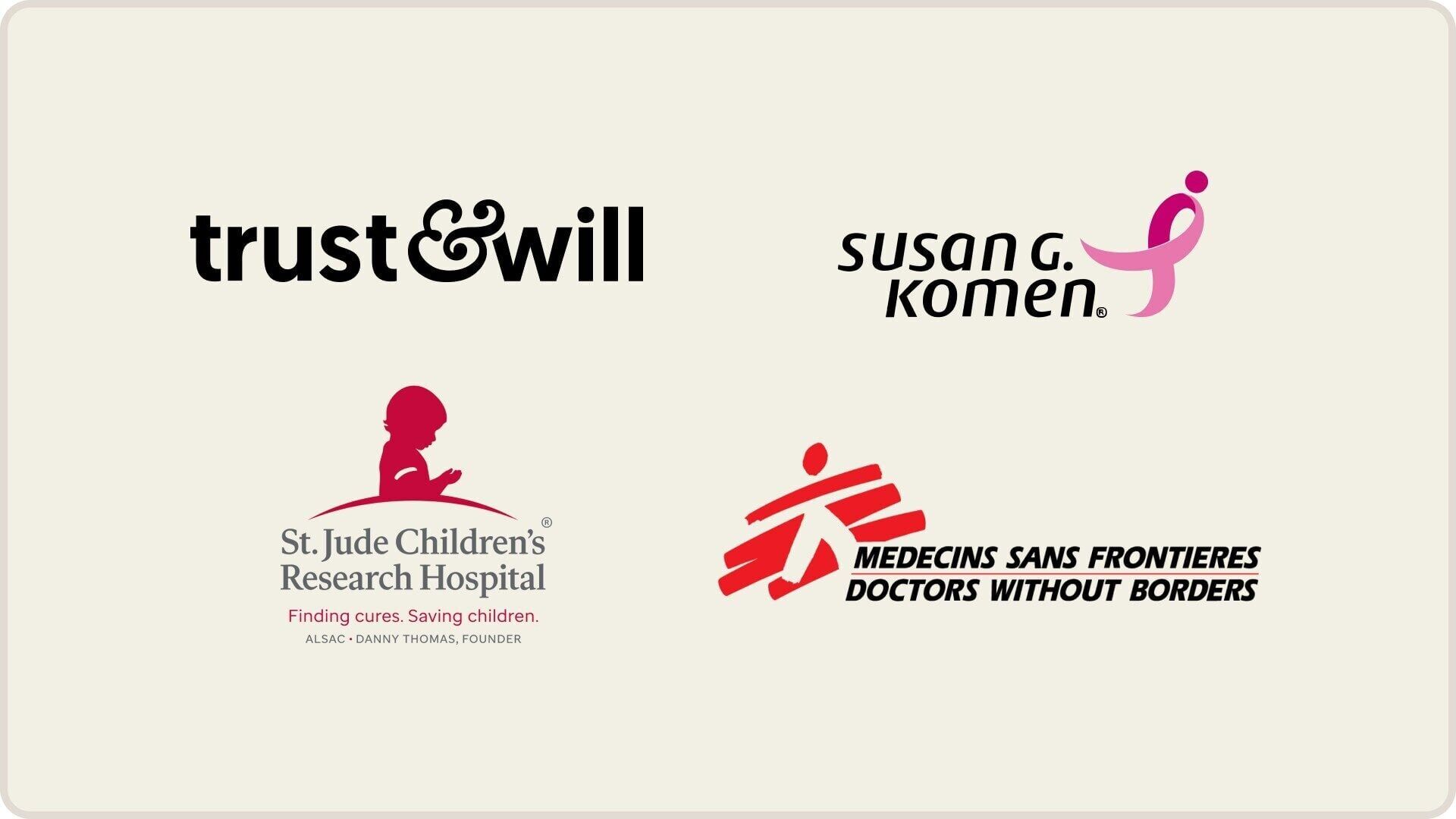 Trust &amp; Will Launches Nonprofit Featureship Program. St. Jude Children's Research Hospital, Doctors Without Borders, and Susan G. Komen Join as Featured Organizations of the New Program.