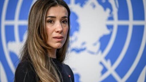 Iraqi Yazidi Nobel Peace Prize laureate Nadia Murad gave a press conference at the United Nations in Geneva