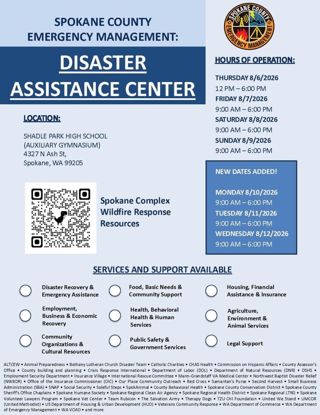 Disaster Assistance Center to extend days of operation for those impacted by Spokane fires