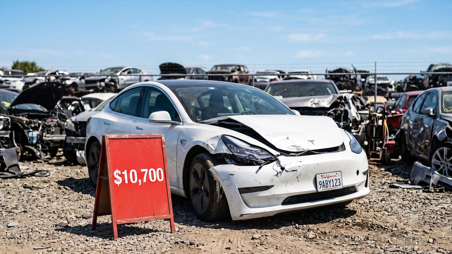 The median winning price for a ruined Tesla sits at a staggering $10,700