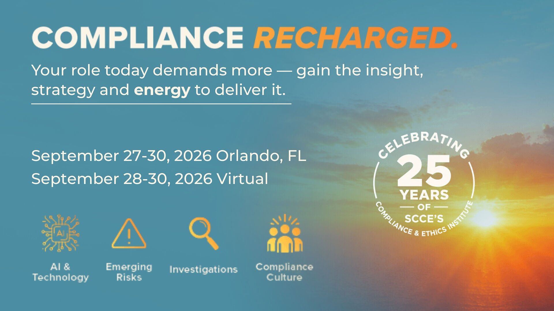 The Compliance &amp; Ethics Institute is SCCE's flagship event for compliance and ethics professionals worldwide